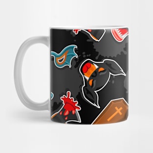 Spooky halloween with pumpkins and witches Mug